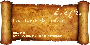 Laczlavik Árpád névjegykártya